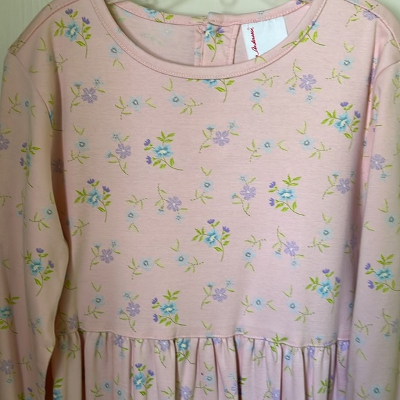 Hanna Andersson Dress Pink Floral Knit Dress Ruffle Hem Size 8 Long Sleeves - Picture 8 of 8